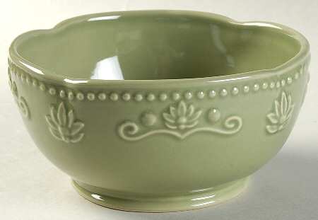 Scalloped Floral Green Soup/Cereal Bowl