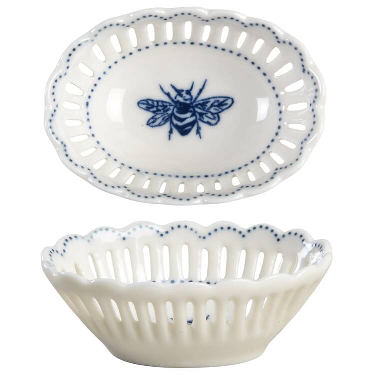Jardin Blue 3" Pierced Oval Dish