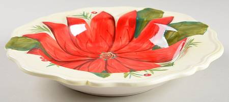Poinsettia Rim Soup Bowl
