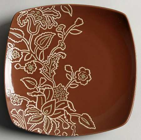 Global Floral Square Salad Plate