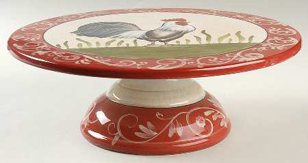 Rustic Rooster 12" Diameter Pedestal Cake Stand