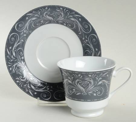 Montalira Gray Footed Cup & Saucer Set