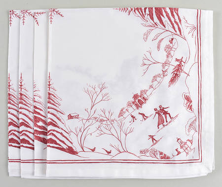 Country Estate Winter Holiday Cloth Napkin - Set of 4