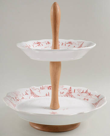 Country Estate Winter Holiday 2-Tier Serving Tray