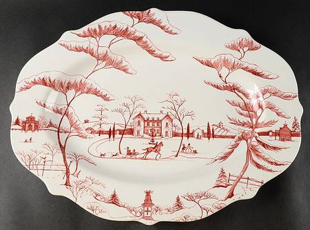 Country Estate Winter Holiday 18" Oval Serving Platter