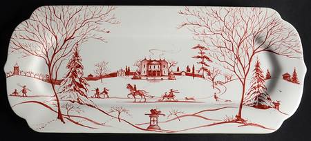 Country Estate Winter Holiday 15" Rectangular Tray