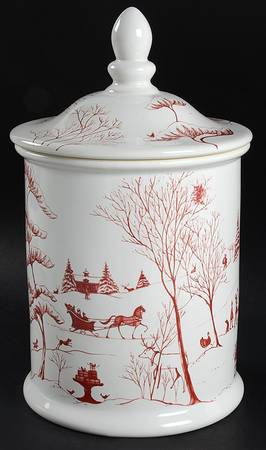 Country Estate Winter Holiday Cookie Jar & Lid
