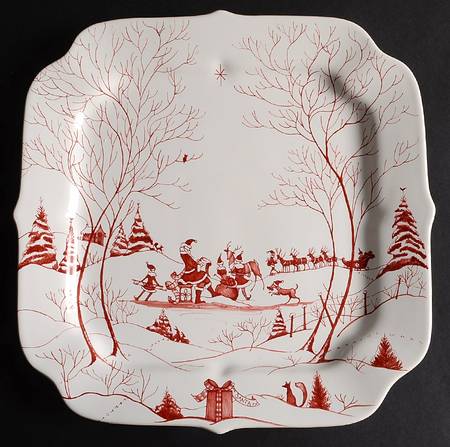 Country Estate Winter Holiday Square Snack Tray 12"