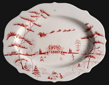Country Estate Winter Holiday 15" Oval Serving Platter