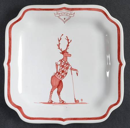 Country Estate Winter Holiday Square Party Plate