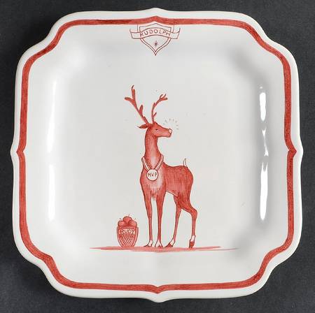 Country Estate Winter Holiday Square Party Plate