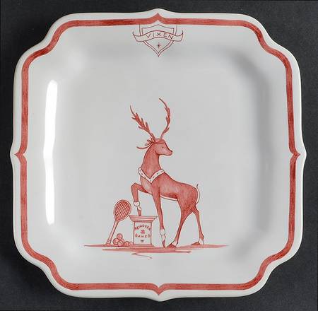 Country Estate Winter Holiday Square Party Plate