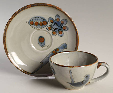 El Palomar Blue Flat Cup & Saucer Set