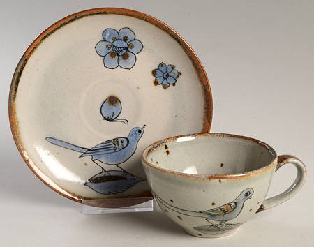 El Palomar Blue Flat Cup & Saucer Set