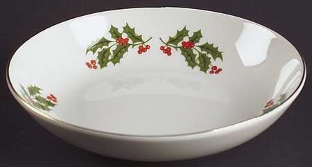 Christmas Holly (Smooth Edge) Fruit/Dessert (Sauce) Bowl