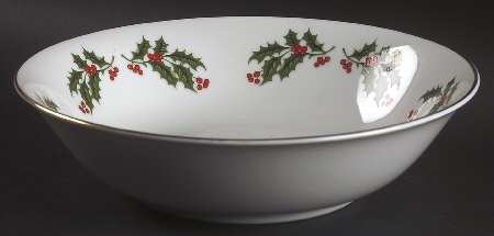 Christmas Holly (Smooth Edge) 9" Round Vegetable Bowl