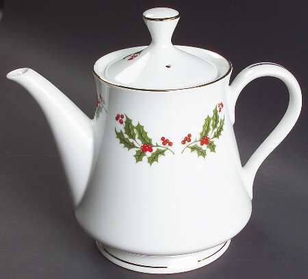 Christmas Holly (Smooth Edge) Tea/Coffee Pot & Lid