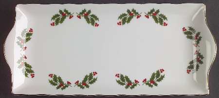 Christmas Holly (Smooth Edge) Large Sandwich Tray by Kashima