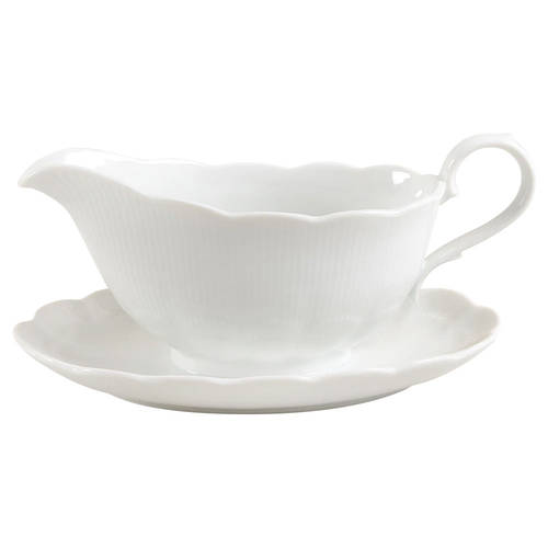 Romantica All White Gravy Boat with Attached Underplate