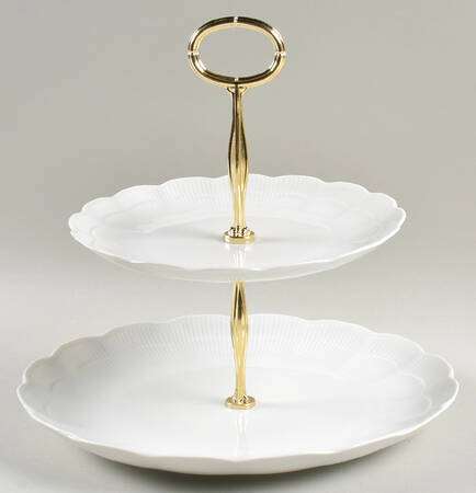 Romantica All White 6 5/8"-10"  2 Tiered Serving Tray (Dp, Sp) HC