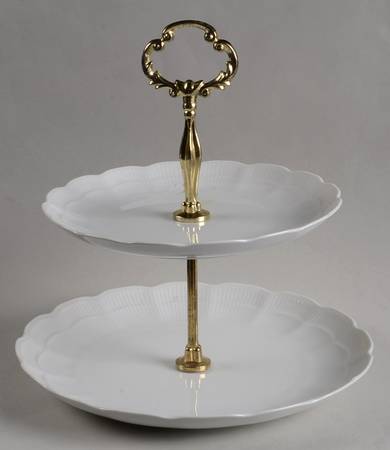 Romantica All White 2 Tiered Serving Tray (Luncheon & Salad Plate)