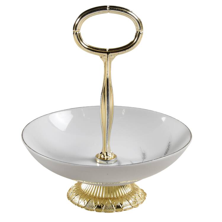 Silver Rhythm 6"-7" Handled Footed Nut Dish HC