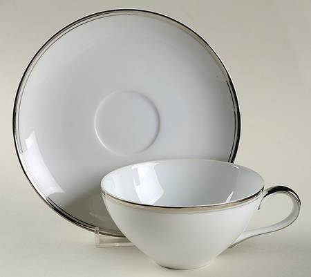 Silver Chalice Flat Cup & Saucer Set