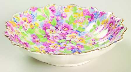 Apple Blossom Chintz 5" Round Shell Tray