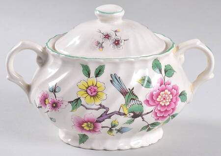 Chinese Rose Sugar Bowl & Lid