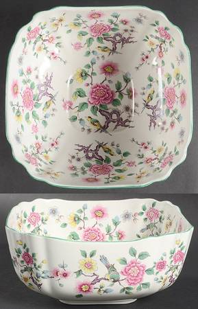 Chinese Rose Square Salad Serving Bowl