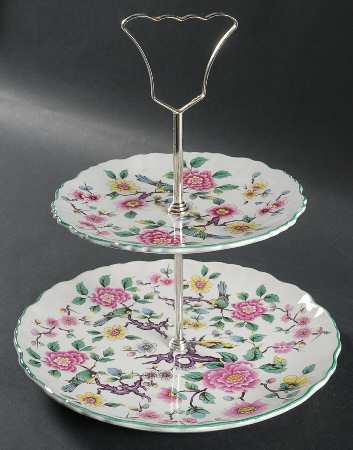 Chinese Rose 2 Tiered Serving Tray (Lunch & Bread/Butter Plate)