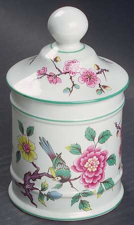 Chinese Rose Storage Jar & Lid