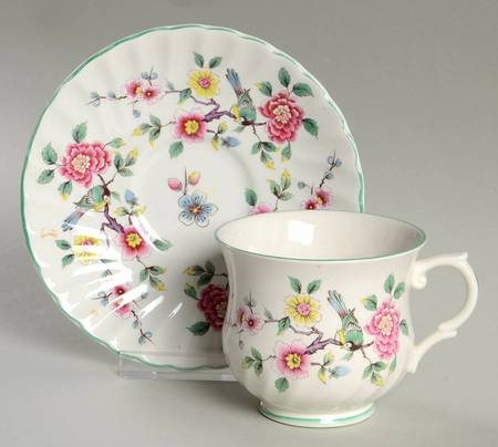 Chinese Rose Footed Cup & Saucer Set