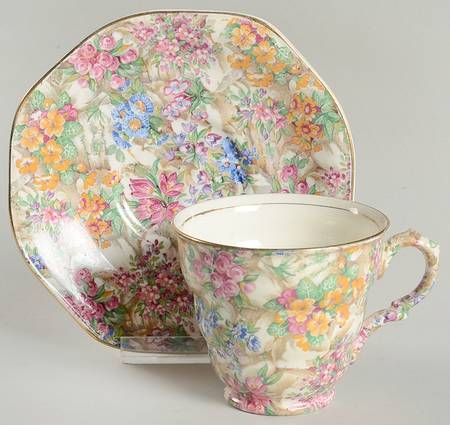 Crazy Paving Footed Cup & Saucer Set
