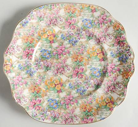 Crazy Paving Square Handled Cake Plate