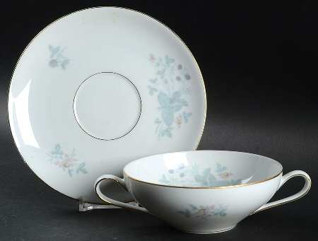 629 (White Background) Flat Cream Soup Bowl & Saucer Set