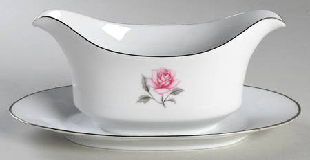 Majestic Rose Gravy Boat with Attached Underplate