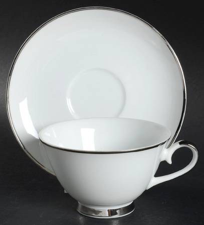Wedding Band Footed Cup & Saucer Set