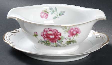 Peony Gravy Boat with Attached Underplate by Kyoto