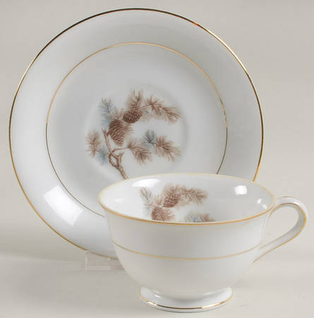 Pine Cone Footed Cup & Saucer Set
