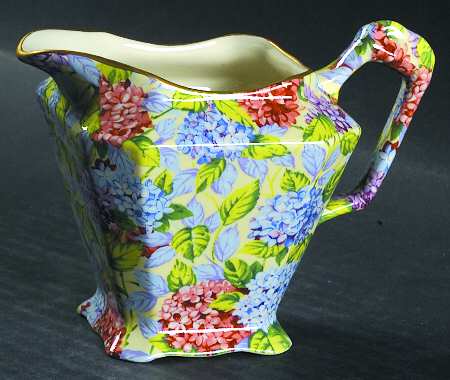 Hydrangea (New, Granville, Cream Background) Diamond Square Creamer