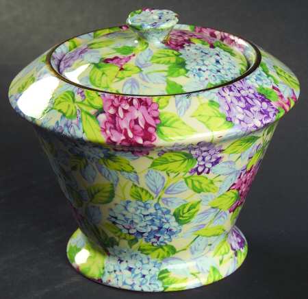 Hydrangea (New, Granville, Cream Background) Diamond Round Sugar Bowl & Lid