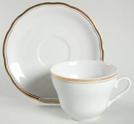 KHL21 (Gold Trim) Flat Cup & Saucer Set