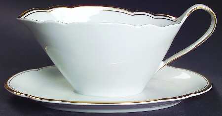 KHL21 (Gold Trim) Gravy Boat with Attached Underplate