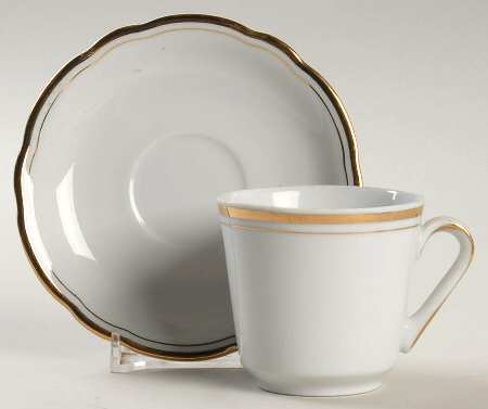 KHL21 (Gold Trim) Flat Demitasse Cup & Saucer Set
