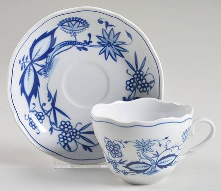 Blue Onion Flat Cup & Saucer Set
