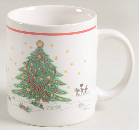 Christmas Pleasure (Scalloped, Red Trim) Mug