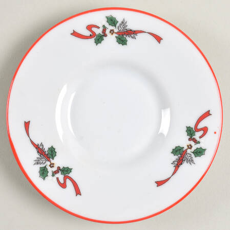 Christmas Pleasure (Scalloped, Red Trim) Saucer for Demitasse Cup