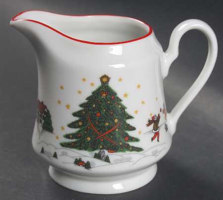 Christmas Pleasure (Scalloped, Red Trim) Creamer