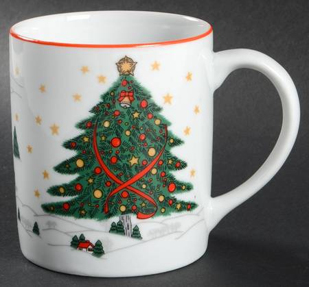 Christmas Pleasure (Scalloped, Red Trim) Mug